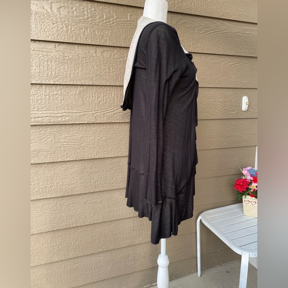 Matty M Rayon hooded Ruffled Trim Open Cardigan size Small - Picture 3 of 8